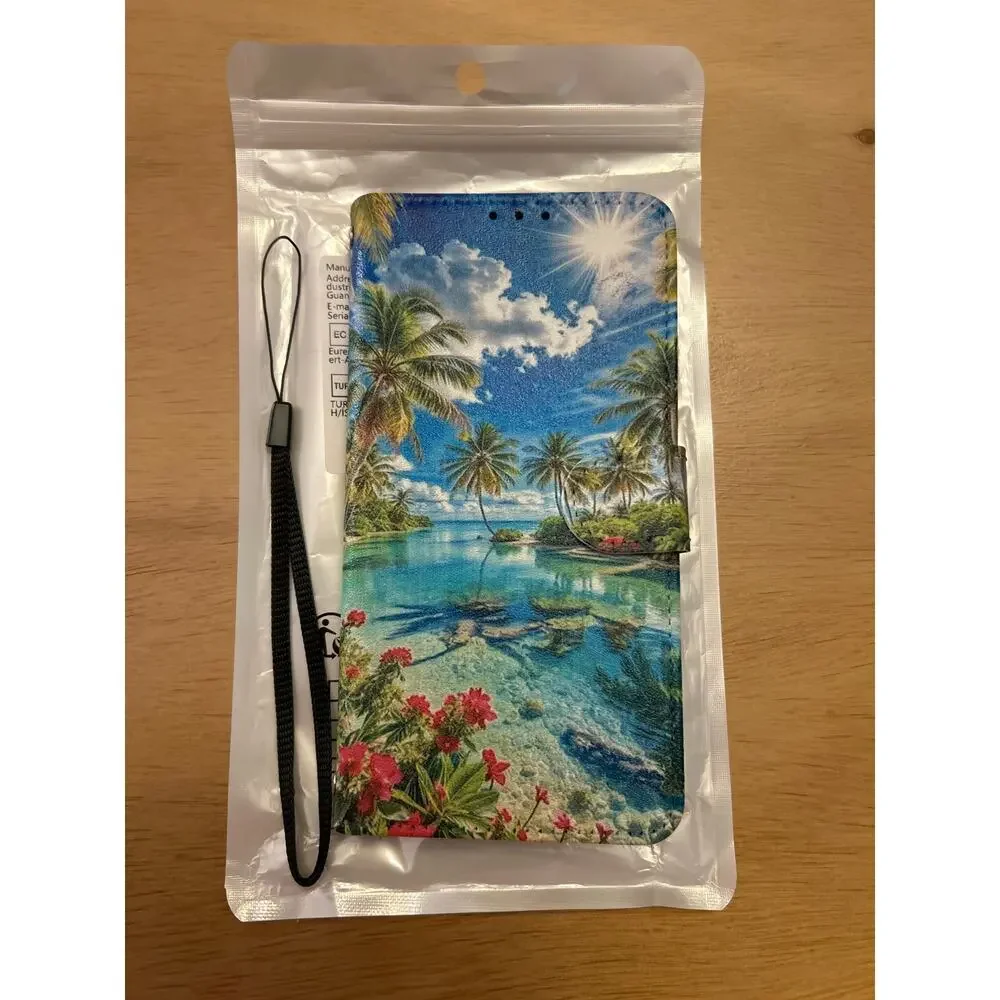 New Huawei P40 Lite 5G Tropical🏝️Print Cell Phone📱Case Wallet with Wrist Strap